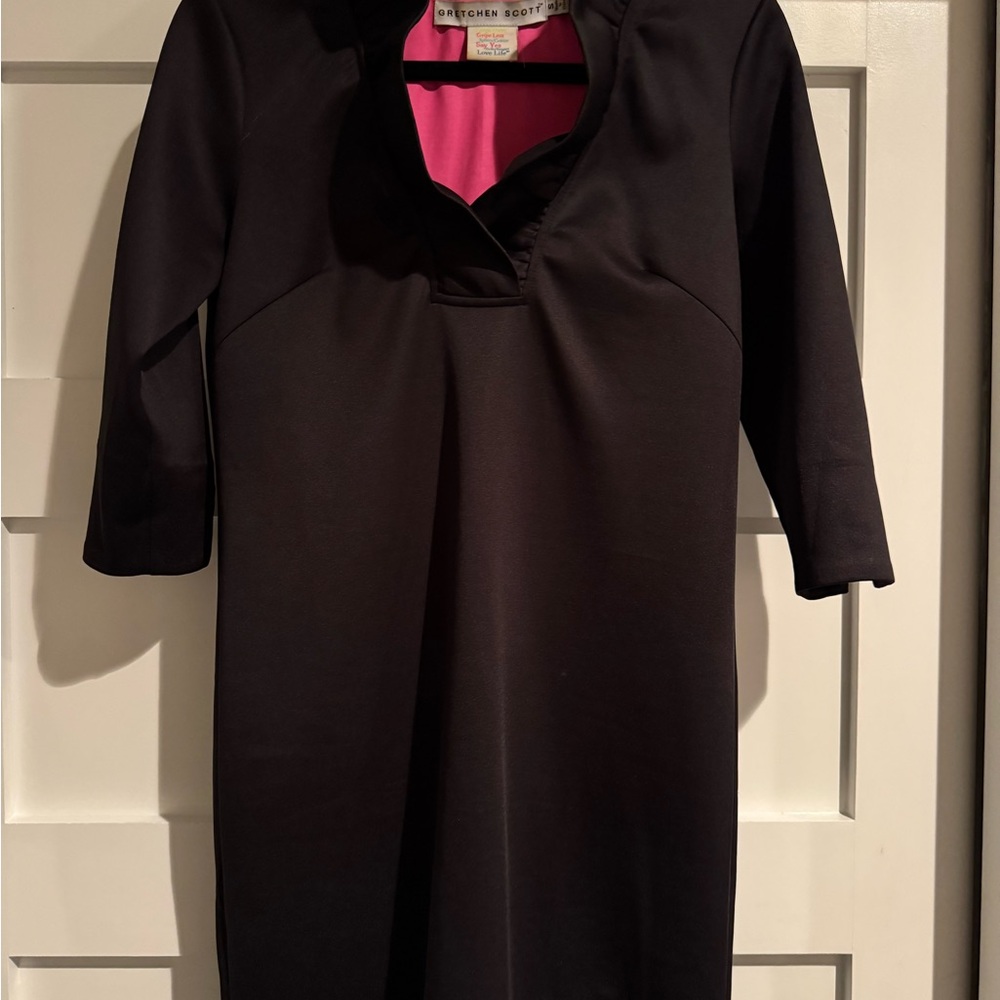 Gretchen Scott Designs Black Dress with Vibrant Pink Interior